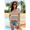 image:imageWIHOLL Tops for Women Summer Casual Ruffle Trim Sleeve Square Neck T Shirts2multicolor 2