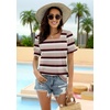image:imageWIHOLL Tops for Women Summer Casual Ruffle Trim Sleeve Square Neck T Shirts2multicolor 3