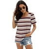 image:imageWIHOLL Tops for Women Summer Casual Ruffle Trim Sleeve Square Neck T Shirts2multicolor 3
