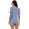 image:imageWIHOLL Tops for Women Summer Casual Ruffle Trim Sleeve Square Neck T ShirtsPlaid Blue