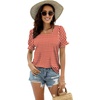 image:imageWIHOLL Tops for Women Summer Casual Ruffle Trim Sleeve Square Neck T ShirtsPlaid Red
