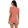 image:imageWIHOLL Tops for Women Summer Casual Ruffle Trim Sleeve Square Neck T ShirtsPlaid Red