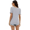image:imageWIHOLL Tops for Women Summer Casual Ruffle Trim Sleeve Square Neck T ShirtsStripes Black