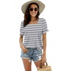 image:imageWIHOLL Tops for Women Summer Casual Ruffle Trim Sleeve Square Neck T ShirtsStripes Black