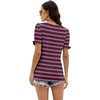 image:imageWIHOLL Tops for Women Summer Casual Ruffle Trim Sleeve Square Neck T ShirtsStripes Winered