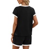 image:imageWIHOLL Two Piece Sets for Women Summer Lounge Short Sets Cap Sleeve Crew Neck Sweatsuit with Pocket XS2XL02black