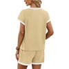image:imageWIHOLL Two Piece Sets for Women Summer Lounge Short Sets Cap Sleeve Crew Neck Sweatsuit with Pocket XS2XL03beige Yellow
