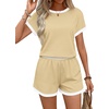 image:imageWIHOLL Two Piece Sets for Women Summer Lounge Short Sets Cap Sleeve Crew Neck Sweatsuit with Pocket XS2XL03beige Yellow