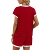 image:imageWIHOLL Two Piece Sets for Women Summer Lounge Short Sets Cap Sleeve Crew Neck Sweatsuit with Pocket XS2XL03red