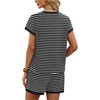 image:imageWIHOLL Two Piece Sets for Women Summer Lounge Short Sets Cap Sleeve Crew Neck Sweatsuit with Pocket XS2XL04black White Stripe