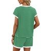 image:imageWIHOLL Two Piece Sets for Women Summer Lounge Short Sets Cap Sleeve Crew Neck Sweatsuit with Pocket XS2XL04green White Stripe