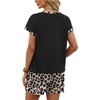 image:imageWIHOLL Two Piece Sets for Women Summer Lounge Short Sets Cap Sleeve Crew Neck Sweatsuit with Pocket XS2XL04leopard Print Black