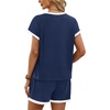 image:imageWIHOLL Two Piece Sets for Women Summer Lounge Short Sets Cap Sleeve Crew Neck Sweatsuit with Pocket XS2XL04navy Blue