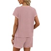 image:imageWIHOLL Two Piece Sets for Women Summer Lounge Short Sets Cap Sleeve Crew Neck Sweatsuit with Pocket XS2XL04pink Stripe