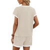 image:imageWIHOLL Two Piece Sets for Women Summer Lounge Short Sets Cap Sleeve Crew Neck Sweatsuit with Pocket XS2XL06khaki