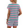 image:imageWIHOLL Two Piece Sets for Women Summer Lounge Short Sets Cap Sleeve Crew Neck Sweatsuit with Pocket XS2XL07pink Green Stripe