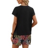 image:imageWIHOLL Two Piece Sets for Women Summer Lounge Short Sets Cap Sleeve Crew Neck Sweatsuit with Pocket XS2XL09black Pink Leaf