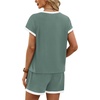 image:imageWIHOLL Two Piece Sets for Women Summer Lounge Short Sets Cap Sleeve Crew Neck Sweatsuit with Pocket XS2XL09green