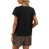 image:imageWIHOLL Two Piece Sets for Women Summer Lounge Short Sets Cap Sleeve Crew Neck Sweatsuit with Pocket XS2XL09leopard Print2