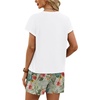 image:imageWIHOLL Two Piece Sets for Women Summer Lounge Short Sets Cap Sleeve Crew Neck Sweatsuit with Pocket XS2XL09white Green Leaf