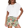 image:imageWIHOLL Two Piece Sets for Women Summer Lounge Short Sets Cap Sleeve Crew Neck Sweatsuit with Pocket XS2XL09white Green Leaf