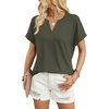 image:imageWIHOLL Womens Blouses Spring Tops Short Sleeve Shirts Dressy Casual Summer Vacation Fashion Clothing 2026Army Green