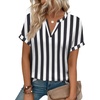 image:imageWIHOLL Womens Blouses Spring Tops Short Sleeve Shirts Dressy Casual Summer Vacation Fashion Clothing 2026Black White Stripe