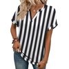 image:imageWIHOLL Womens Blouses Spring Tops Short Sleeve Shirts Dressy Casual Summer Vacation Fashion Clothing 2026Black White Stripe