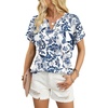 image:imageWIHOLL Womens Blouses Spring Tops Short Sleeve Shirts Dressy Casual Summer Vacation Fashion Clothing 2026Blue Floral Print