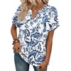 image:imageWIHOLL Womens Blouses Spring Tops Short Sleeve Shirts Dressy Casual Summer Vacation Fashion Clothing 2026Blue Floral Print