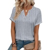 image:imageWIHOLL Womens Blouses Spring Tops Short Sleeve Shirts Dressy Casual Summer Vacation Fashion Clothing 2026Blue Stripe