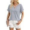 image:imageWIHOLL Womens Blouses Spring Tops Short Sleeve Shirts Dressy Casual Summer Vacation Fashion Clothing 2026Blue Stripe