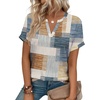 image:imageWIHOLL Womens Blouses Spring Tops Short Sleeve Shirts Dressy Casual Summer Vacation Fashion Clothing 2026Blue and Orange Plaid