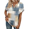 image:imageWIHOLL Womens Blouses Spring Tops Short Sleeve Shirts Dressy Casual Summer Vacation Fashion Clothing 2026Blue and Orange Plaid