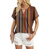 image:imageWIHOLL Womens Blouses Spring Tops Short Sleeve Shirts Dressy Casual Summer Vacation Fashion Clothing 2026Boho Brown Striped
