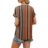 image:imageWIHOLL Womens Blouses Spring Tops Short Sleeve Shirts Dressy Casual Summer Vacation Fashion Clothing 2026Boho Brown Striped