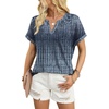 image:imageWIHOLL Womens Blouses Spring Tops Short Sleeve Shirts Dressy Casual Summer Vacation Fashion Clothing 2026Boho Navy