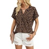 image:imageWIHOLL Womens Blouses Spring Tops Short Sleeve Shirts Dressy Casual Summer Vacation Fashion Clothing 2026Dark Brown Leopard Print