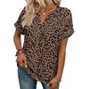 image:imageWIHOLL Womens Blouses Spring Tops Short Sleeve Shirts Dressy Casual Summer Vacation Fashion Clothing 2026Dark Brown Leopard Print