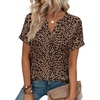image:imageWIHOLL Womens Blouses Spring Tops Short Sleeve Shirts Dressy Casual Summer Vacation Fashion Clothing 2026Dark Brown Leopard Print