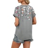 image:imageWIHOLL Womens Blouses Spring Tops Short Sleeve Shirts Dressy Casual Summer Vacation Fashion Clothing 2026Floral Grey