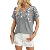 image:imageWIHOLL Womens Blouses Spring Tops Short Sleeve Shirts Dressy Casual Summer Vacation Fashion Clothing 2026Floral Grey