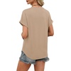 image:imageWIHOLL Womens Blouses Spring Tops Short Sleeve Shirts Dressy Casual Summer Vacation Fashion Clothing 2026Khaki
