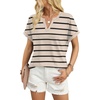image:imageWIHOLL Womens Blouses Spring Tops Short Sleeve Shirts Dressy Casual Summer Vacation Fashion Clothing 2026Khaki Black Striped