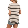 image:imageWIHOLL Womens Blouses Spring Tops Short Sleeve Shirts Dressy Casual Summer Vacation Fashion Clothing 2026Khaki Black Striped