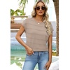 image:imageWIHOLL Womens Lightweight Sweater Spring Summer Fall Outfits Cap Sleeve Hollow Out Knit Fashion Clothing 20261brown