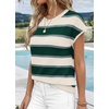 image:imageWIHOLL Womens Lightweight Sweater Spring Summer Fall Outfits Cap Sleeve Hollow Out Knit Fashion Clothing 2026Apricot Green Stripes