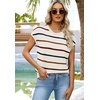 image:imageWIHOLL Womens Lightweight Sweater Spring Summer Fall Outfits Cap Sleeve Hollow Out Knit Fashion Clothing 2026Apricot Stripes