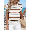image:imageWIHOLL Womens Lightweight Sweater Spring Summer Fall Outfits Cap Sleeve Hollow Out Knit Fashion Clothing 2026Apricot Stripes