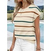 image:imageWIHOLL Womens Lightweight Sweater Spring Summer Fall Outfits Cap Sleeve Hollow Out Knit Fashion Clothing 2026Apricot Stripes2